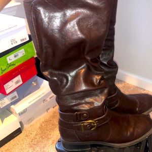 Brown leather boots